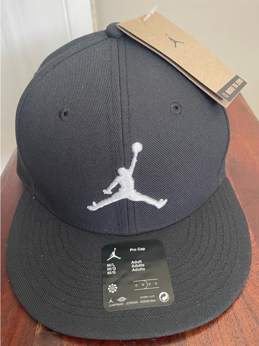 Jordan Pro Cap Snapback Adjustable Hat Cap Size M/L Black White FV5296-010